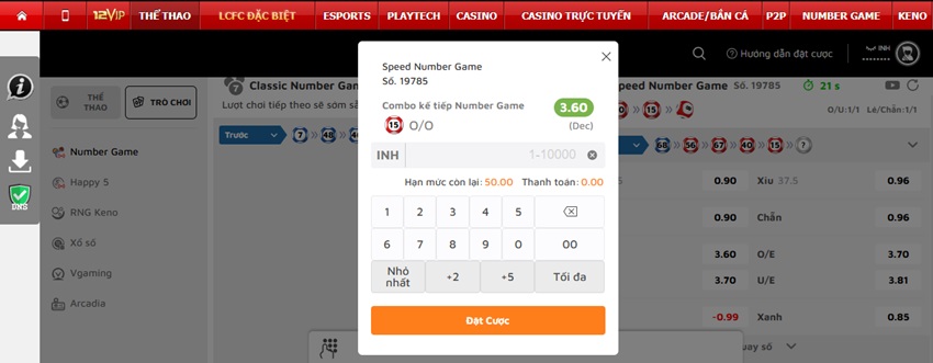 Cach choi Number game 12Bet